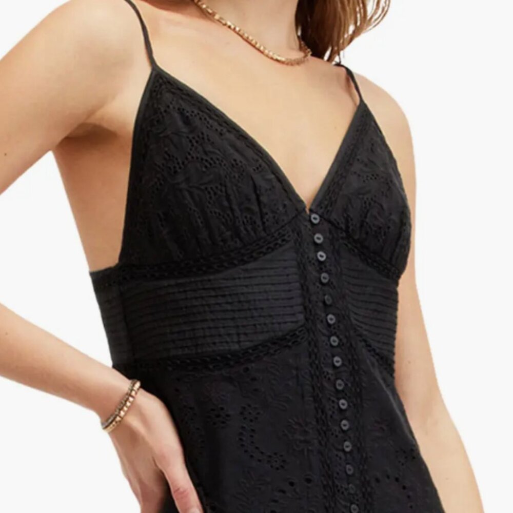 All Saints Dahlia Black Maxi Dress Size 8 NWOT - Picture 3 of 6